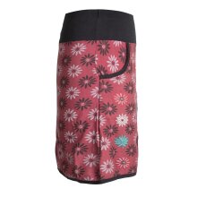 Vishes Damen Baumwoll-Rock mit 70er Jahre Retro Blumen bedruckt und Taschen dunkelrot 36