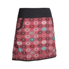 Vishes Damen Baumwoll-Rock mit 70er Jahre Retro Blumen bedruckt und Taschen dunkelrot 36