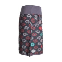 Vishes Damen Baumwoll-Rock mit 70er Jahre Retro Blumen bedruckt und Taschen schwarz 36