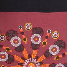 Vishes Damen Baumwoll-Rock mit großer Mandala-Blume hand-bedruckt und bestickt dunkelrot 34