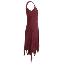 Vishes armloses einfarbiges Patchwork Zipfelkleid aus handgewebter Baumwolle dunkelrot 36-38