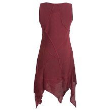 Vishes armloses einfarbiges Patchwork Zipfelkleid aus handgewebter Baumwolle dunkelrot 44