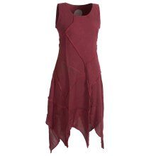 Vishes armloses einfarbiges Patchwork Zipfelkleid aus handgewebter Baumwolle dunkelrot 44
