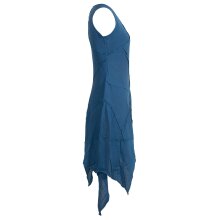 Vishes armloses einfarbiges Patchwork Zipfelkleid aus handgewebter Baumwolle türkis 36-38
