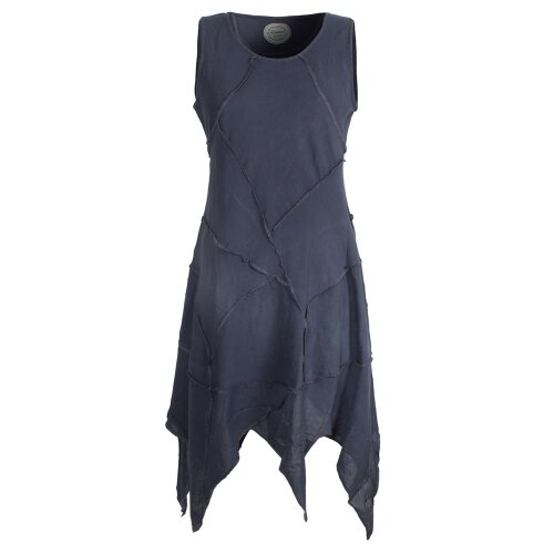 Vishes armloses einfarbiges Patchwork Zipfelkleid aus handgewebter Baumwolle grau 42