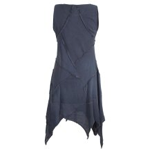 Vishes armloses einfarbiges Patchwork Zipfelkleid aus handgewebter Baumwolle grau 42