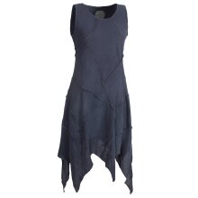 Vishes armloses einfarbiges Patchwork Zipfelkleid aus handgewebter Baumwolle grau 42