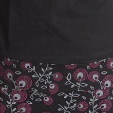 Vishes Damen Baumwoll-Kleid mit Blumen-Muster, Wasserfall-Kragen und Taschen schwarz 34