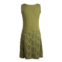 Vishes Damen Baumwoll-Kleid mit Blumen-Muster, Wasserfall-Kragen und Taschen olive 34