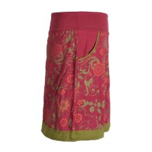 Vishes Damen Lagen-look Blumen-Rock mit farbig abgesetztem Saum dunkelrot 38