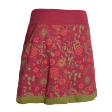 Vishes Damen Lagen-look Blumen-Rock mit farbig abgesetztem Saum dunkelrot 38