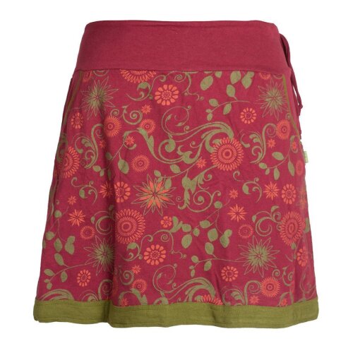 Vishes Damen Lagen-look Blumen-Rock mit farbig abgesetztem Saum dunkelrot 44
