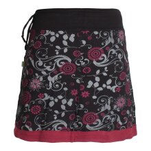 Vishes Damen Lagen-look Blumen-Rock mit farbig abgesetztem Saum schwarz 44