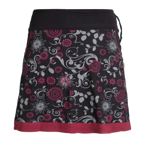 Vishes Damen Lagen-look Blumen-Rock mit farbig abgesetztem Saum schwarz 46