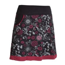 Vishes Damen Lagen-look Blumen-Rock mit farbig abgesetztem Saum schwarz 46