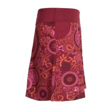 Vishes Kurzer Damen Baumwoll-Rock mit Bunt Mandalas und Blumen bedruckt dunkelrot 40