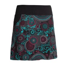 Vishes Kurzer Damen Baumwoll-Rock mit Bunt Mandalas und Blumen bedruckt schwarz 44