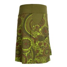 Vishes Kurzer Damen Baumwoll-Rock mit Bunt Mandalas und Blumen bedruckt olive 36