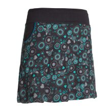 Vishes Kurzer Damen Hippie Blümchen-Rock aus Baumwolle mit Taschen schwarz 44