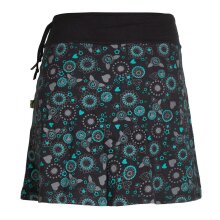 Vishes Kurzer Damen Hippie Blümchen-Rock aus Baumwolle mit Taschen schwarz 44-46