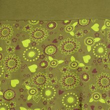 Vishes Kurzer Damen Hippie Blümchen-Rock aus Baumwolle mit Taschen olive 40