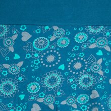 Vishes Kurzer Damen Hippie Blümchen-Rock aus Baumwolle mit Taschen türkis 44-46