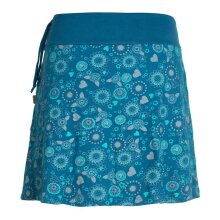 Vishes Kurzer Damen Hippie Blümchen-Rock aus Baumwolle mit Taschen türkis 44-46