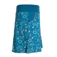 Vishes Kurzer Damen Hippie Blümchen-Rock aus Baumwolle mit Taschen türkis 44-46
