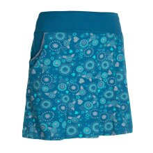 Vishes Kurzer Damen Hippie Blümchen-Rock aus Baumwolle mit Taschen türkis 44-46