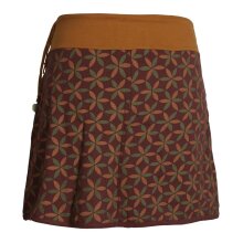 Vishes Kurzer Damen Baumwoll-Rock mit Facetten bzw Blumen Bedruckt mit Taschen dunkelrot 36