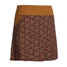 Vishes Kurzer Damen Baumwoll-Rock mit Facetten bzw Blumen Bedruckt mit Taschen dunkelrot 36