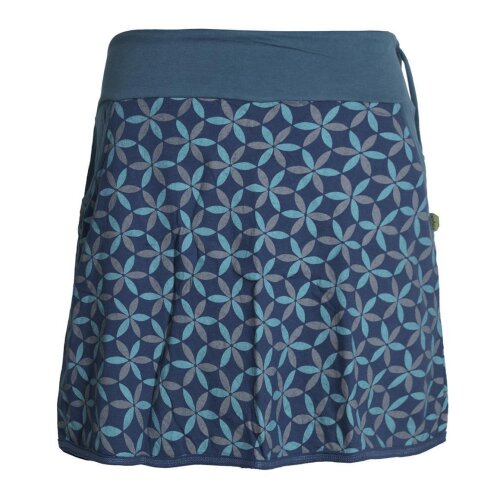 Vishes Kurzer Damen Baumwoll-Rock mit Facetten bzw Blumen Bedruckt mit Taschen türkis 40