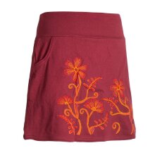 Vishes Kurzer Damen Hippie Blümchen-Rock Zwiebelmuster mit Taschen dunkelrot 36