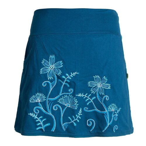 Vishes Kurzer Damen Hippie Blümchen-Rock Zwiebelmuster mit Taschen türkis 36