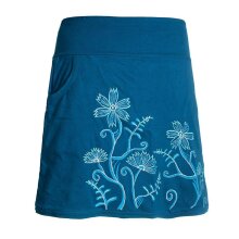 Vishes Kurzer Damen Hippie Blümchen-Rock Zwiebelmuster mit Taschen türkis 40