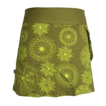 Vishes Damen Wickel-Rock Bedruckt Bestickt Blumen Mandala Druckknöpfe Gürtel-Tasche olive 40-44