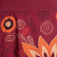 Vishes Kurzer Damen Baumwollrock mit Großer Gestickter Blume dunkelrot 34