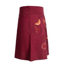 Vishes Kurzer Damen Baumwollrock mit Großer Gestickter Blume dunkelrot 40