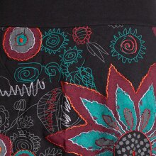 Vishes Kurzer Damen Baumwollrock mit Großer Gestickter Blume schwarz 44