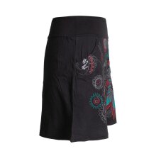 Vishes Kurzer Damen Baumwollrock mit Großer Gestickter Blume schwarz 44