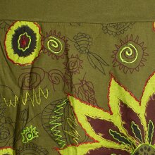 Vishes Kurzer Damen Baumwollrock mit Großer Gestickter Blume olive 40