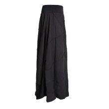 Vishes Langer Weiter Damen Patchwork-Rock - Handgewebte Baumwolle - Leinen-Optik schwarz 36