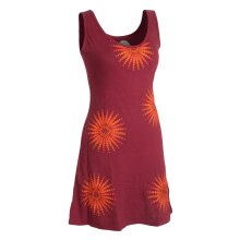 Vishes Ärmelloses Goa Jerseykleid mit Mandalas Bedruckt und Bestickt aus Baumwolle dunkelrot 34