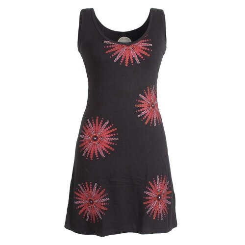Vishes Ärmelloses Goa Jerseykleid mit Mandalas Bedruckt und Bestickt aus Baumwolle schwarz 44-46
