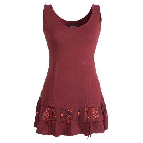 Vishes - Damen Lagen-Look Jersey-Tunika Shirt aus Baumwolle zum Raffen dunkelrot 36