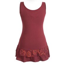 Vishes - Damen Lagen-Look Jersey-Tunika Shirt aus Baumwolle zum Raffen dunkelrot 40