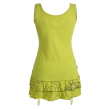 Vishes - Damen Lagen-Look Jersey-Tunika Shirt aus Baumwolle zum Raffen hellgrün 42-44