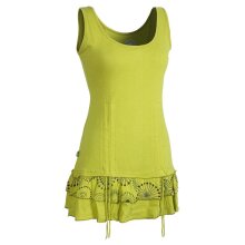 Vishes - Damen Lagen-Look Jersey-Tunika Shirt aus Baumwolle zum Raffen hellgrün 42-44