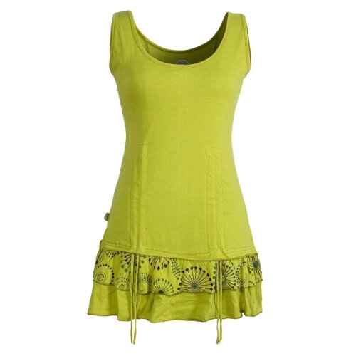 Vishes - Damen Lagen-Look Jersey-Tunika Shirt aus Baumwolle zum Raffen hellgrün 48