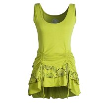 Vishes - Damen Lagen-Look Jersey-Tunika Shirt aus Baumwolle zum Raffen hellgrün 48